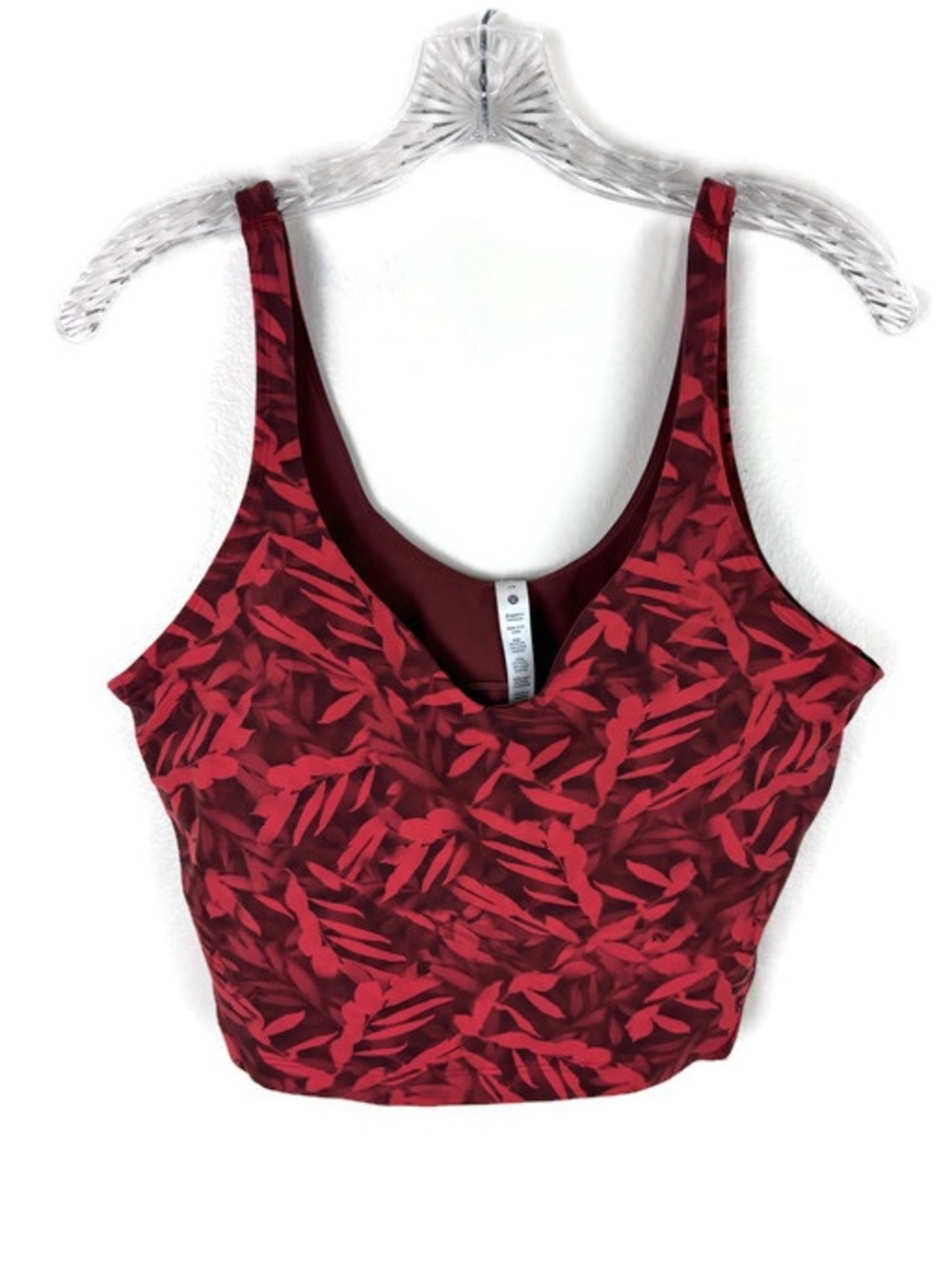 Lululemon Athletica Spray Leaf Fireside Red Multi Workout Sports Bra